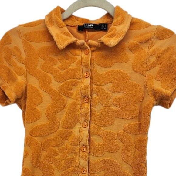 Jaded London Womens 4 Romper Toweling Playsuit Terry Cloth Orange Retro Party - Picture 3 of 10